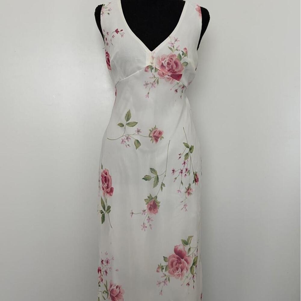 Vintage I.N. San Francisco White Floral Maxi Dress - Size 13